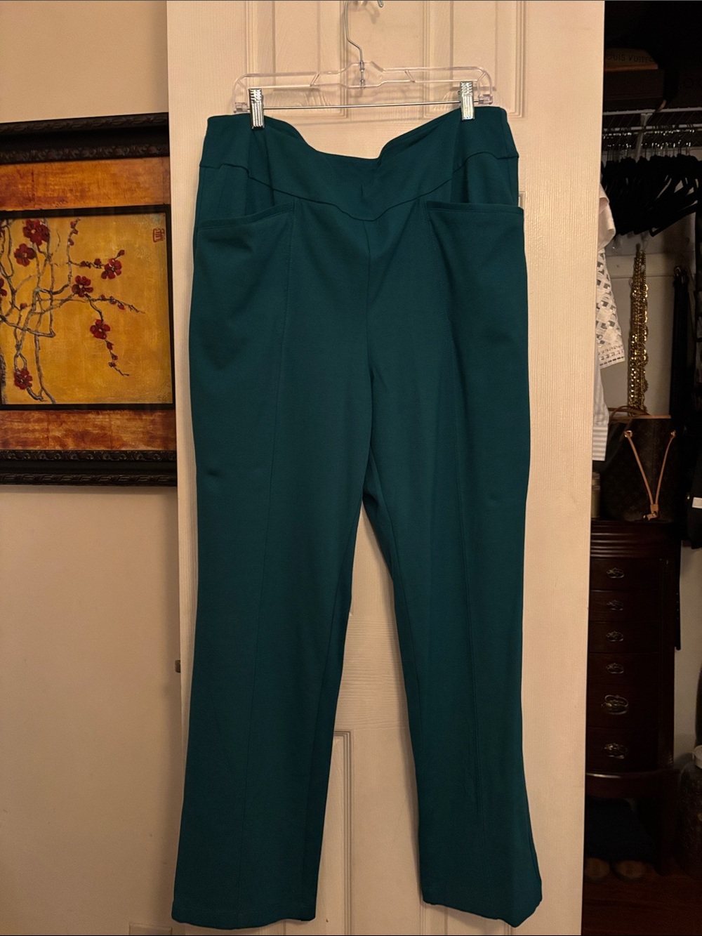 Cato Teal Pull-On Straight Leg Trousers